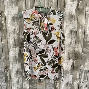 Liz Claiborne sleeveess floral neck tie blouse M!!